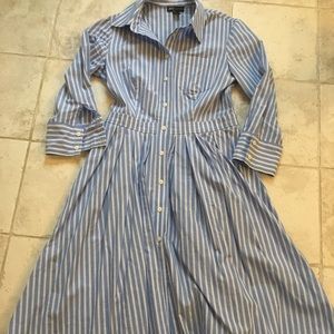 jones New York Cotton blue pinstripe dress